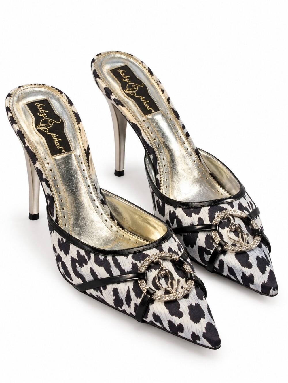 Baby Phat Y2K Animal Print Rhinestone Cat Stiletto Heels Size 9B